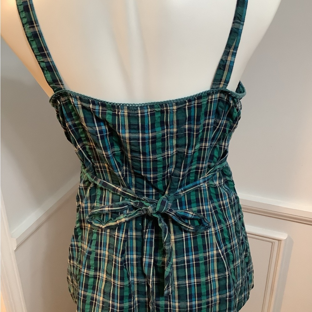 BUTTON DOWN THE FRONT PLAID HALTER TOP - Picture 2 of 5